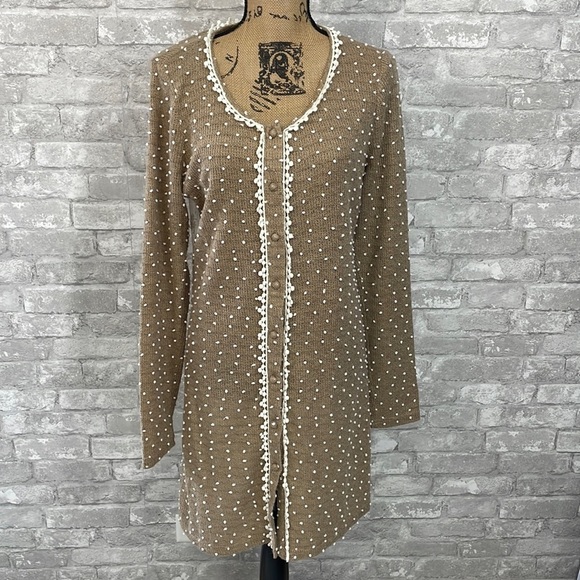 Areve Tops - A’Reve Dotted Sweater Lace Tunic